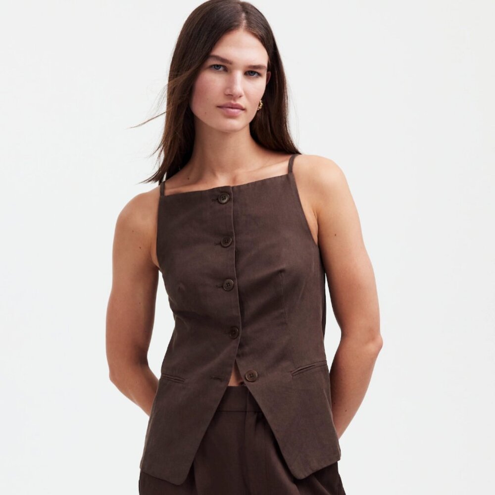 Madewell Square-Neck Vest in Drapey Twill Size 6 - NWT